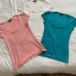 Ribbed, square neck shirt - Peach